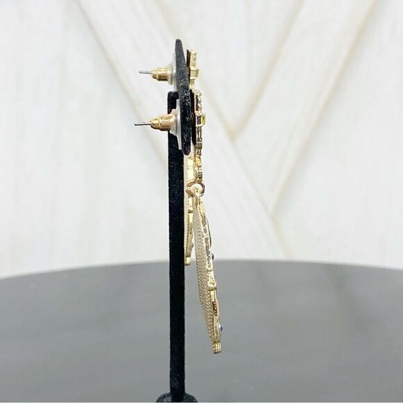 Serra Ugly Sweater Rhinestone Dangle Earrings Holiday Christmas - Picture 4 of 9